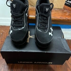 UA Black and White Turf Cleats with Mesh Design